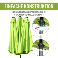 Outsunny Dubbele Parasol Tuinparasol Marktparasol Terrasparasol met Handkruk Groen Ovaal 460 x 270 x 240 cm(m-6)