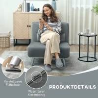 HOMCOM Opklapbare stoel met bedfunctie, opklapbare relaxstoel in fluweellook, verstelbare rugleuning, 75 x 70 x 75 cm, Grijs(m-7)
