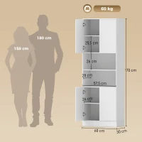 HOMCOM Armário de Cozinha com 4 Portas de Fecho Suave Prateleiras Ajustáveis e 2 Compartimentos Abertos Branco(m-3)