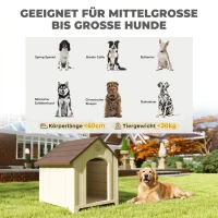 PawHut Hundehütte wetterfestes Hundehaus 88 x 79 x 89 cm Erhöhte Hundehöhle mit aufklappbarem Asphaltdach, Bodenankern(m-5)