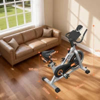 Vélo d'appartement, cadre sécurisé en acier carbone avec reposes-pieds antidérapants, guidon réglable, 96,5x56,5x121 cm, Noir(m-9)