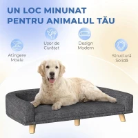 PawHut Canapea pentru Câini de Talie Mare cu Pernă, Gri(m-7)