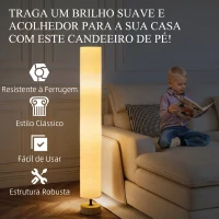 HOMCOM Candeeiro de Pé para Sala com Casquilho E27 Máx. 40 W, Abajur em Linho e Estrutura Metálica, 15x15x120 cm, Bege(m-6)