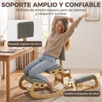 HOMCOM Silla de Rodillas Ergonómica con Respaldo Apoyo para Rodillas y Tapizado de Pana Gris(m-5)