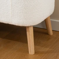 HOMCOM Opbergzithocker, zithocker met 65 L opbergruimte, voetensteun, fleece-stof, rubberhout, schuim, 120 x 42 x 45 cm, Crèmekleurig(m-8)