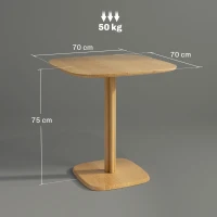 HOMCOM Eettafel, 70 x 70 cm keukentafel voor 4 personen van rubberhout voor keuken, eetkamer, naturel(m-3)