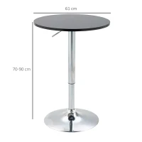 HOMCOM bartafel met draaibaar blad in hoogte verstelbaar zwart 61 x 70-90cm(m-3)