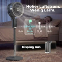 HOMCOM Staande ventilator luchtcirculator ventilator met 8 snelheidsstanden LED-display afstandsbediening timer 90° oscillatie Grijs(m-5)