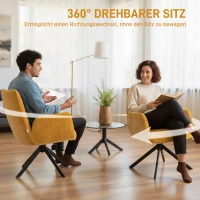 HOMCOM Gestoffeerde fauteuil, accentfauteuil, modern design, draaibaar, tot 120 kg, geel(m-7)