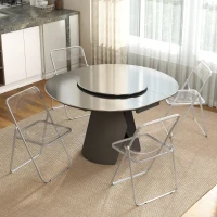 HOMCOM Lot de 4 chaises pliantes en acrylique et acier, chaises pliantes portables pour maison, salle à manger, transparentes(m-10)