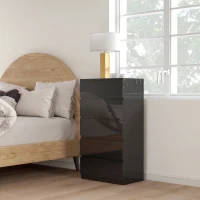 HOMCOM Cómoda con 5 Cajones Cajonera de Estilo Moderno para Dormitorio Entrada Salón 55x34x100 cm Negro(m-7)