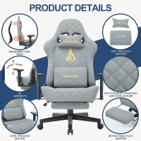 Fauteuil gamer ergonomique, entièrement rembourré, respirant, infroissable et durable, 70x70x131 cm, Gris(m-1)
