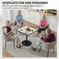 HOMCOM Eettafel, 70 x 70 cm vierkante keukentafel voor 4 personen met marmerlook voor keuken wit(m-4)