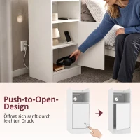 HOMCOM Nachttisch 2er-Set mit Ladestation, Schmaler Nachtschrank mit offenem Fach, verstellbarem Einlegeboden für Schlafzimmer(m-7)