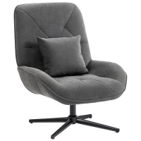 HOMCOM Draaibare Accentstoel, Chenille Gestoffeerde Fauteuil met Lendenkussen, Hoge Rugleuning, Diepe Zitting, Donkergrijs