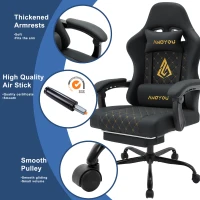 Sedia da gaming con poggiapiedi, morbido cuscino per collo e lombare, cuscini di supporto rimovibili, 60x60x122 cm, Nero(m-4)