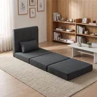 HOMCOM 2-in-1 Schlafsessel Klappbares Sofa-Bett mit Leinenstruktur, Gepolstertes Gästebett Klappstuhl, Dunkelgrau(m-10)