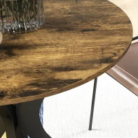 HOMCOM Keukentafel voor 2 Personen, Rond, Poedergecoat Staalframe, Ø78 cm, Rustiek Bruin(m-9)