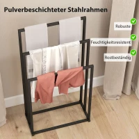 HOMCOM Handdoekhouder Staand Handdoekrek met 3 stangen, handdoekladder van staal 45 x 21,5 x 85 cm(m-6)