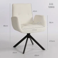 HOMCOM Gepolsterde fauteuil, accentfauteuil, modern design, draaibaar, tot 120 kg, crèmewit(m-3)