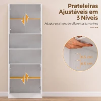 HOMCOM Armário de Cozinha com 4 Portas de Fecho Suave Prateleiras Ajustáveis e 2 Compartimentos Abertos Branco(m-6)