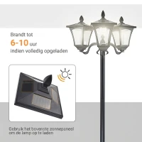 Outsunny zonne-tuinlantaarn met 3 vlammen zonnelantaarn 120 lumen roestvrij staal(m-6)
