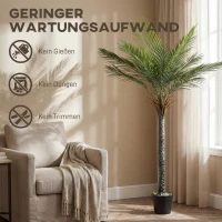 HOMCOM Künstliche Palme 180 cm Groß Kunstpalme Kunstpflanze im Topf wie echt für Wohnzimmer Balkon(m-6)