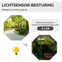 Outsunny zonne-tuinlantaarn met 3 vlammen zonnelantaarn 120 lumen roestvrij staal(m-4)