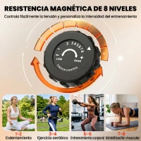 HOMCOM Bicicleta Estática Plegable con Respaldo 8 Niveles de Resistencia Volante Pantalla LCD Pulsómetro y Sillín Ajustable(m-6)