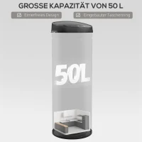 HOMCOM 50 Liter Sensor-vuilnisemmer met Soft-Close functie, contactloze roestvrijstalen vuilnisemmer voor hygiënische keukens(m-5)
