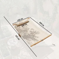 Outsunny Hamaca Acolchada de Jardín Portátil con Almohada Desmontable Bolsillo para Revistas Marco de Madera 325x140 cm Crema(m-3)