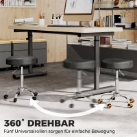 HOMCOM Rollhocker aus PU-Leder, höhenverstellbarer Salonhocker mit gepolsterter Sitzfläche, drehbarer Beautyhocker auf Rollen(m-6)