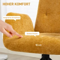 HOMCOM Gestoffeerde fauteuil, accentfauteuil, modern design, draaibaar, tot 120 kg, geel(m-5)