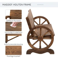 Outsunny Tuinbank bank tuinmeubelen armleuning wagen wielen design massief hout bruin(m-4)