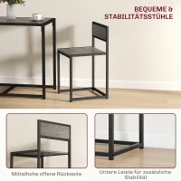 HOMCOM 3-delige bartafelset hoge tafel set 3-delig, 2 stoelen, 1 tafel, 90 cm x 47 cm x 76 cm, grijs(m-6)