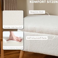 HOMCOM Opbergzithocker, zithocker met 65 L opbergruimte, voetensteun, fleece-stof, rubberhout, schuim, 120 x 42 x 45 cm, Crèmekleurig(m-5)