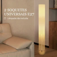 HOMCOM Candeeiro de Pé para Sala com Casquilho E27 Máx. 40 W, Abajur em Linho e Estrutura Metálica, 15x15x120 cm, Bege(m-4)