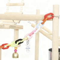 PawHut Parque de Juegos para Pájaros Soporte de Madera para Pájaros con Escaleras Columpio Cadena Bandeja Comederos(m-9)