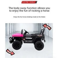 12V Auto elettrica per bambini, telecomando parentale e modalità di guida manuale, 96x59,2x58 cm, Rosa(m-6)