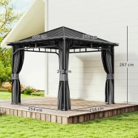 Outsunny 3 x 3(m) Hardtop Gazebo with Galvanised Steel Roof, Waterproof Permanent Pavilion Garden Gazebo with Netting and Curtains for Patio, Deck(m-3)