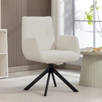 HOMCOM Gepolsterde fauteuil, accentfauteuil, modern design, draaibaar, tot 120 kg, crèmewit(m-2)