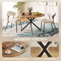HOMCOM Ronde eettafel voor 4 personen, keukentafel in industriële stijl met stalen poten, voor eetkamer, keuken, donkerbruin(m-4)