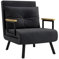 HOMCOM Relaxfauteuil in Scandinavisch design, ligfauteuil, leesfauteuil. incl. kussen met knoophechting, Zwart(m-11)