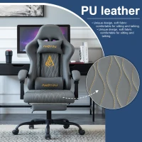 Sedia gaming con poggiapiedi, morbido cuscino per collo e lombare, cuscini di supporto rimovibili, 60x60x122 cm, Grigio(m-6)