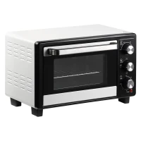 HOMCOM Horno Portátil 16L 1400W con 3 Modos de Calor Temporizador Bandeja de Horneado y Rejilla 44x32x28,1 cm Blanco y Negro(m-11)