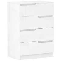 HOMCOM Modern Dressoir met 4 Laden, Kledingkast, Kiepbeveiliging en Voetjes, Wit