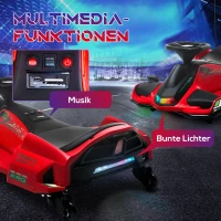 HOMCOM Elektrisch Go-Kart voor Kinderen, Rubberwielen, 3-8 km/u, Met Licht- en Muziekfunctie, Rood(m-5)