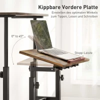 HOMCOM Bureau verstelbaar keukentafel met plank, wielen, computertafel Rustiek Braun 60 x 60 x 70,5-120 cm(m-5)
