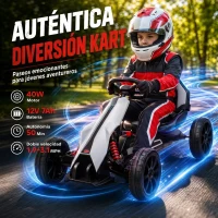 HOMCOM Kart Coche Eléctrico Infantil 12V de 3 a 8 Años Velocidad 3-5km/h y Cinturón de Seguridad 100x58x58,5cm Blanco(m-4)