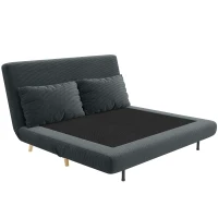 HOMCOM Slaapbank, logeerbed, 3-voudig verstelbare rugleuning, corduroy-look, tot 120 kg, 141 x 90 x 81 cm, Donkergrijs(m-10)